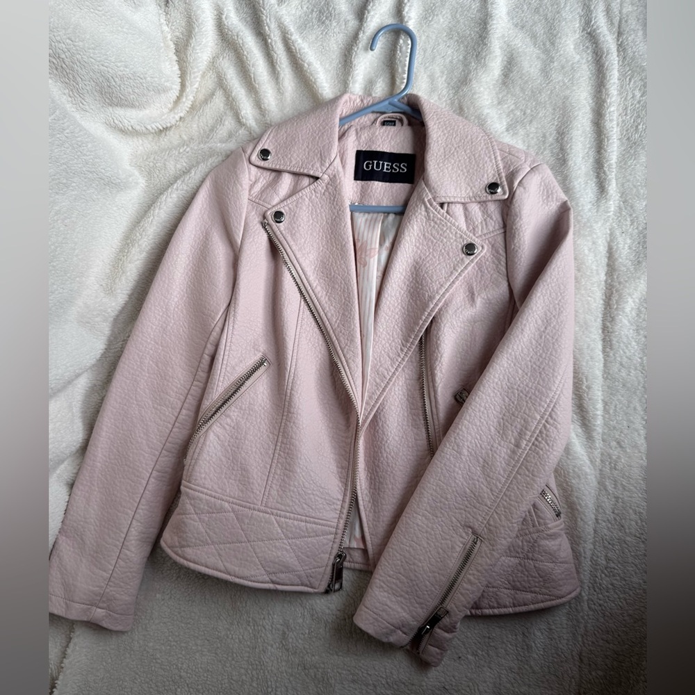 Guess Light Pink Leather Jacket